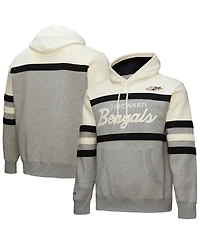Mitchell & Ness Men's Heather Gray Cincinnati Bengals Head Coach Vintage Logo Pullover Hoodie