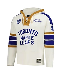 '47 Brand Men's Doug Gilmour Cream Toronto Maple Leaf's Blue Line Heritage Name Number Lace-Up Pullover Hoodie