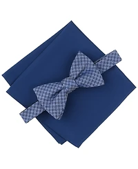 Alfani Men's Huron Plaid Bow Tie & Solid Pocket Square Set, Exclusively at Macy's