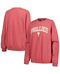 Soft as a Grape Women's Red Philadelphia Phillies Pigment Dye Pullover Sweatshirt