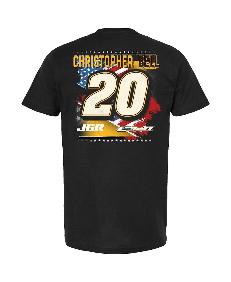 Joe Gibbs Racing Team Collection Men's Black Christopher Bell Dewalt Patriotic Car T-Shirt