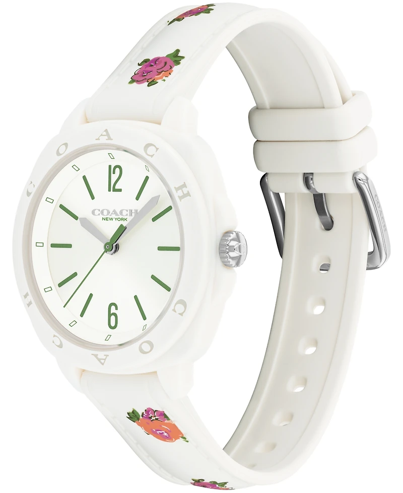 Coach Women's Kitt Chalk Silicone Strap Watch, 35.4mm