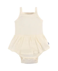 Gerber Baby Girls 3-Pack Sleeveless Skirted Onesies Bodysuits, Antique White, 3-6M