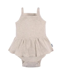 Gerber Baby Girls 3-Pack Sleeveless Skirted Onesies Bodysuits, Antique White, 3-6M