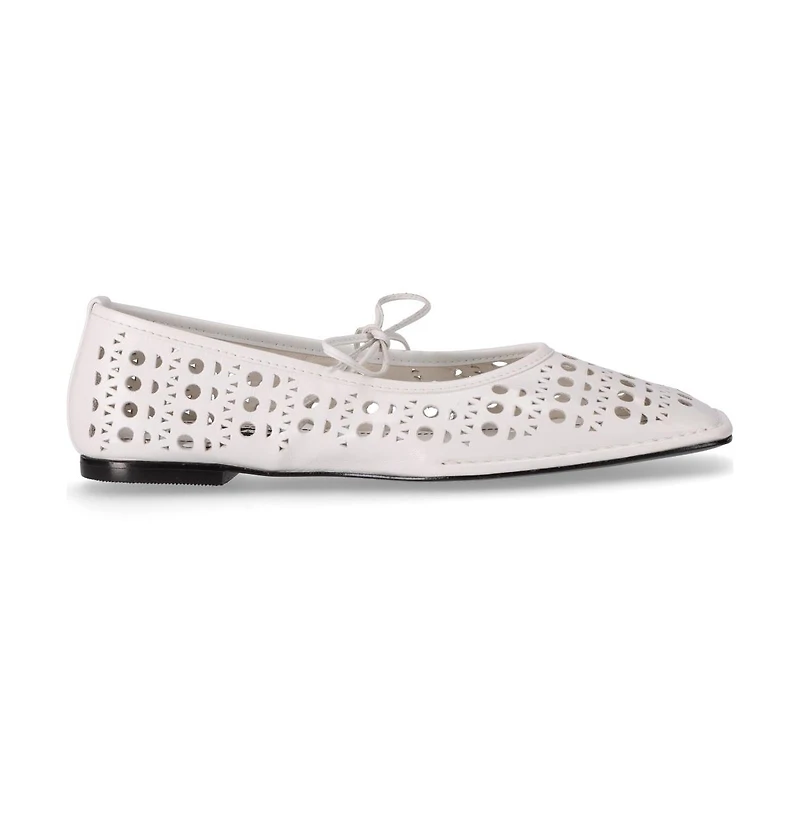 Sway Slit White Leather Ballet Flats