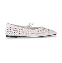 Sway Slit White Leather Ballet Flats