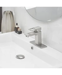 Single-Handle Single-Hole Bathroom Faucet Spot Resist Brushed Nickel