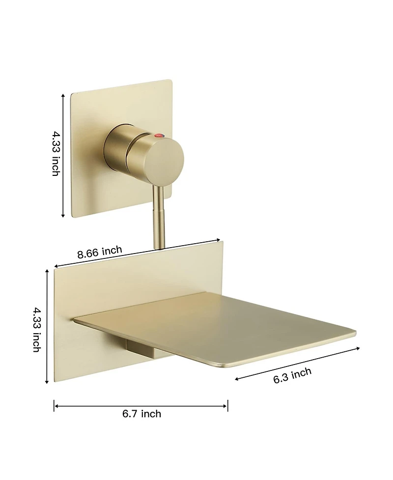 Single Handle Wall Mount Spout Waterfall Bathroom Faucet Brushed Nickel