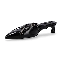 Zyra Onix Black Leather Mules