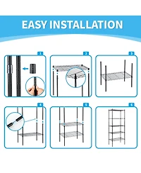 Heavy Duty 5-Tier Shelving Units Adjustable, Wire Shelf with 1000 lbs Capacity (250 per Shelf), 30 "D x 14" W x 65 "H, Black, 5 Levels,