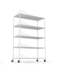 5 Tier 6000lbs Heavy Duty Adjustable Storage Rack Metal Shelf Wire Shelving Unit with Wheels & Shelf Liners - 82" H x 48" L x 24" D