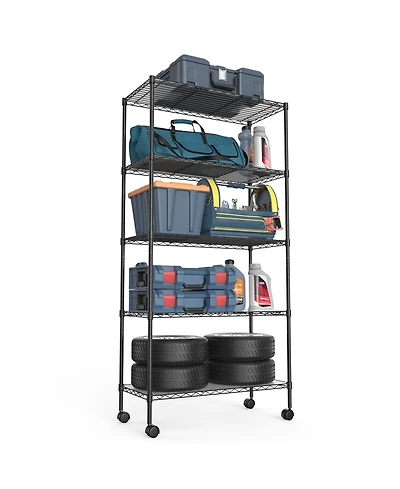 5 Tier Shelf Wire Shelving Unit, Nsf Heavy Duty Wire Shelf Metal Large Storage Shelves Height Adjustable Utility for Garage Kitchen Office Commercial