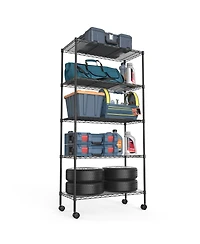 5 Tier Shelf Wire Shelving Unit, Nsf Heavy Duty Wire Shelf Metal Large Storage Shelves Height Adjustable Utility for Garage Kitchen Office Commercial