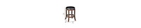 Wood Counter Stool – 360° Swivel Seat with Faux Leather Upholstery