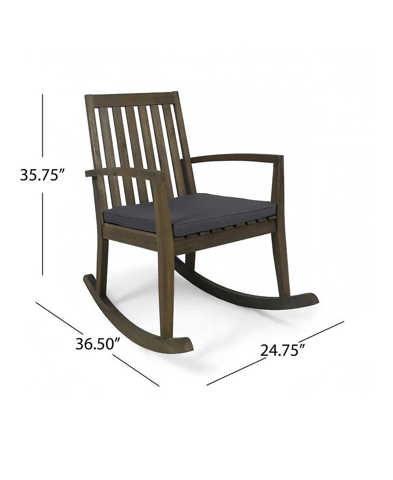 Streamdale Cozy and Comfortable Acacia Wood Rocking Chair with Cushioned Seat for Outdoor Relaxation