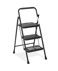 3 Non-slip step ladder, quick folding steel ladder Sturdy metal supported household tools for home/office work at altitude, portable step tools