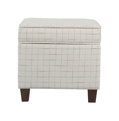 Square Ottoman with Grid Pattern Upholstery & Hidden Storage for Space-Saving Style