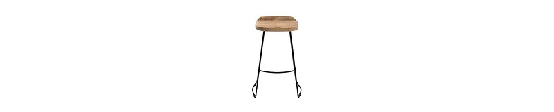Industrial Barstool – Backless Mango Wood Seat with Metal Frame