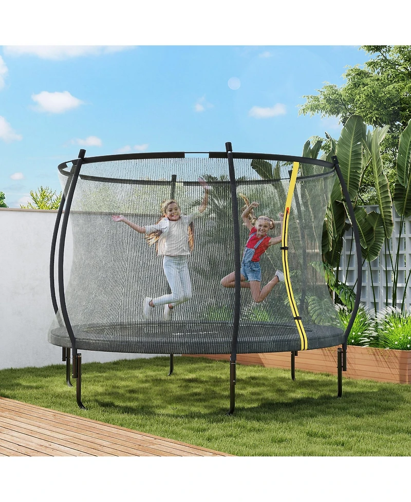 Soozier 8ft Outdoor Trampoline with Net Enclosure, Curved Poles,