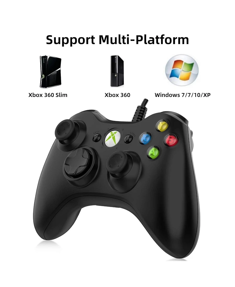 Nbcp Wired Xbox 360 Controller – Usb Gamepad with Dual Vibration for Xbox 360, Xbox 360 Slim & Windows 7/8/8.1/10
