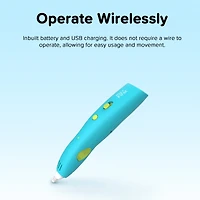 myFirst 3dPen Make (Blue) Multi-Speed Printing Drawing Pen with 6 Colorful Filaments, Stencil Book, and Charger