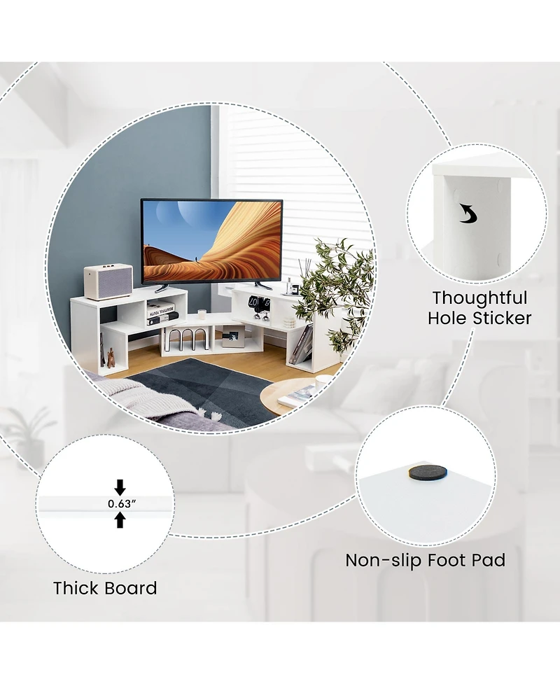 3 Pieces Adjustable Tv Stand for TVs up to 65 Inch with Shelves