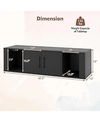 Wall Mounted Floating 2 Door Desk Hutch Storage Shelves