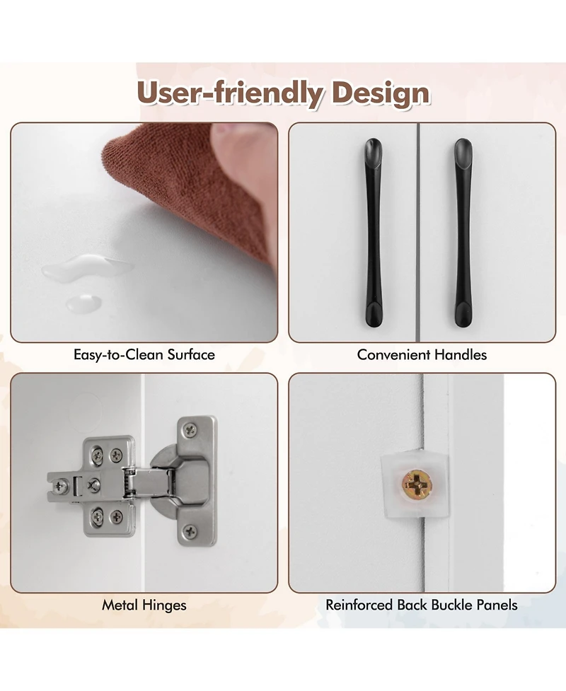 Wall Mounted Floating 2 Door Desk Hutch Storage Shelves