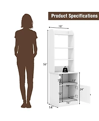 Bedside Tables Tall Nightstands with 5 Open Shelf and Cabinet