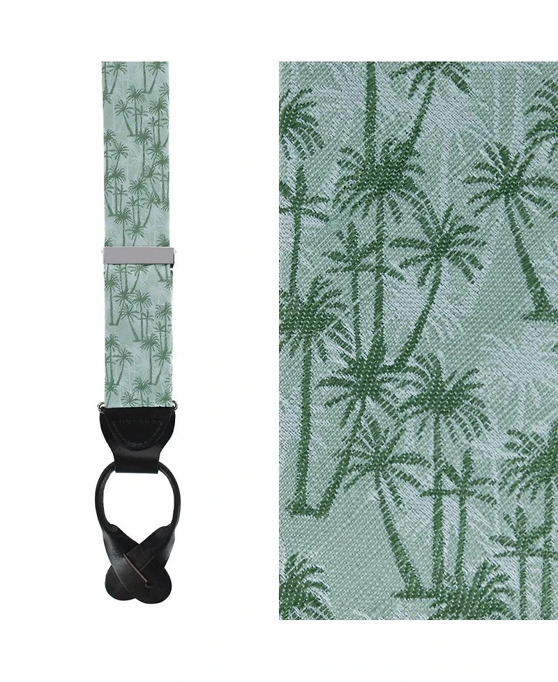 Trafalgar Men's Nohea Palm Tree Linen Blend Novelty Button End Suspenders