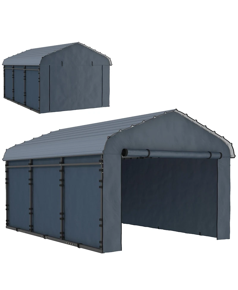 Outsunny 10' x 15' Metal Carport with Metal Roof and Removable Sidewalls
