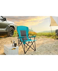 Streamdale High-back lawn chair, 250lbs, portable, cup holder - blue