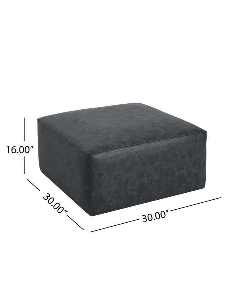 Streamdale Square Pu Leather Ottoman,Black