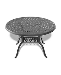 Streamdale 7-pc Cast Aluminum Dining Set, 6 Swivel Chairs, 48" Round Table, Black Frame