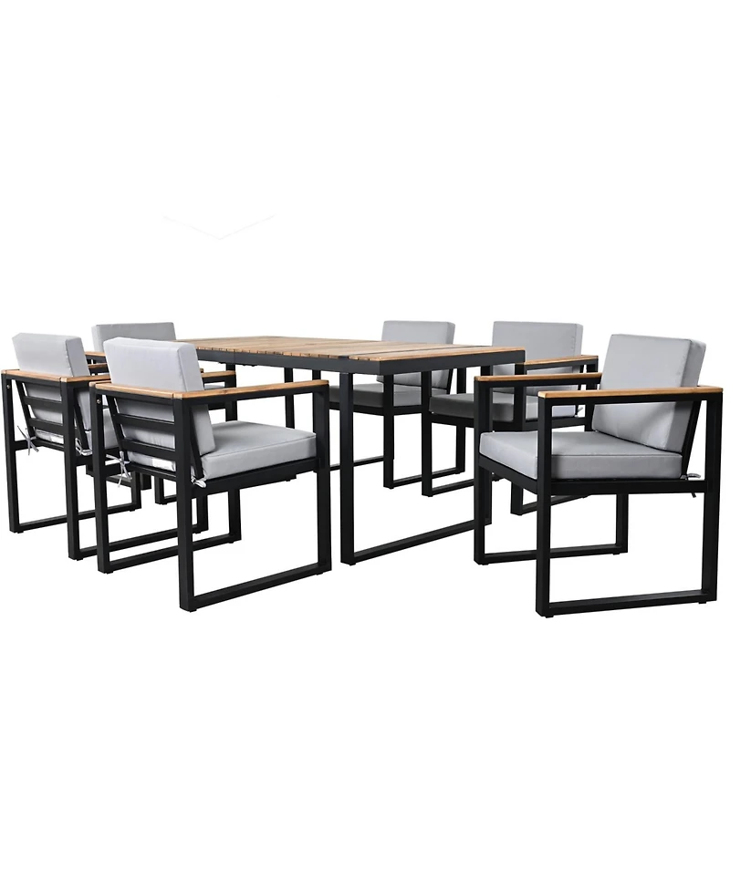 Streamdale 7-Piece Outdoor Dining Set, Table, Chairs, Cushions, Grey