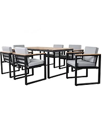 Streamdale 7-Piece Outdoor Dining Set, Table, Chairs, Cushions, Grey
