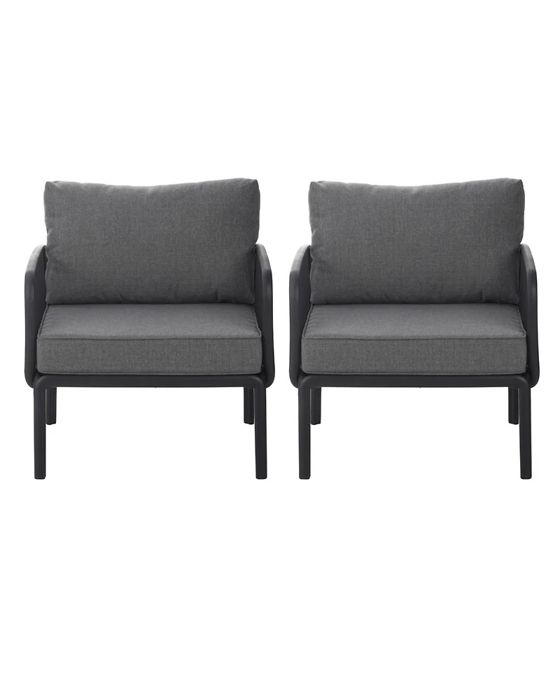 Streamdale Outdoor Club Chairs (Set of 2), Modern, Waterproof Cushions, Black/Gray