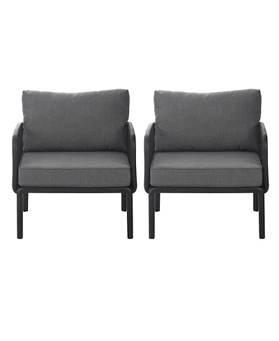 Streamdale Outdoor Club Chairs (Set of 2), Modern, Waterproof Cushions, Black/Gray