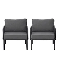 Streamdale Outdoor Club Chairs (Set of 2), Modern, Waterproof Cushions, Black/Gray