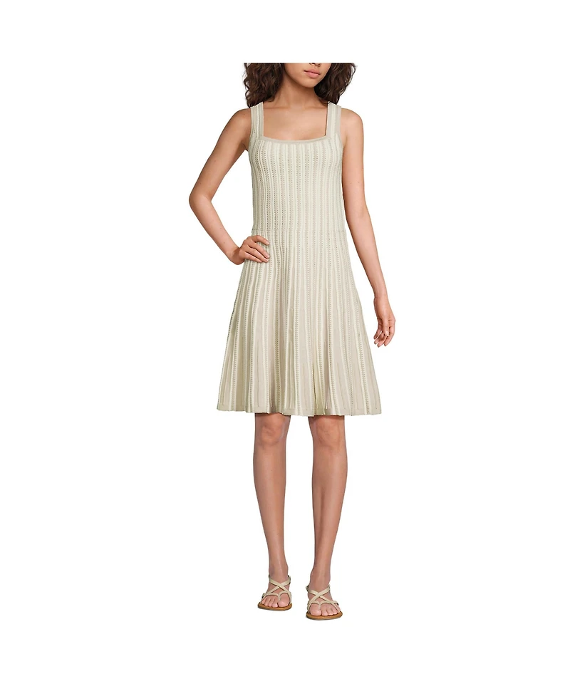 Lands' End Women's Square Neck Above Knee Sweater Dress