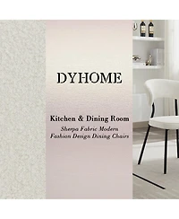 Dyhome Dining Chairs with Curved Backrest, Modern Fabric Upholstered Boucle Kitchen Room Set of 2