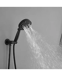 Single-Handle 1-Spray Round Rain Shower Faucet Combo Set with Dual Function Pressure Balance Valve in Matte Black