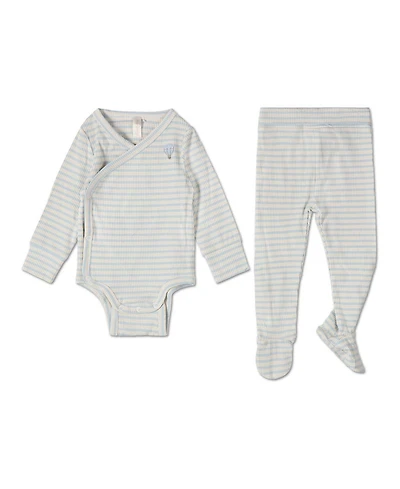 MeMoi Baby Girls 2 Piece "Hot Air Balloon" Striped Modal Blend Bodysuit Set