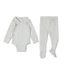 MeMoi Baby Girls 2 Piece "Hot Air Balloon" Striped Modal Blend Bodysuit Set