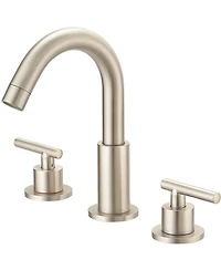 8 in. Widespread 2-Handle Mid-Arc Bathroom Faucet with Valve and cUPC Water Supply Lines in Brushed Gold