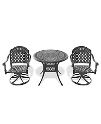 Streamdale 3-pc Cast Aluminum Dining Set, 2 Swivel Chairs & 35" Round Table