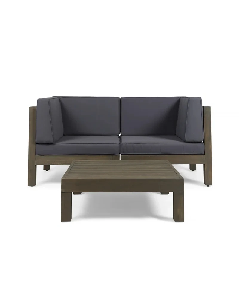 Streamdale Acacia Wood Outdoor Loveseat Set with Coffee Table