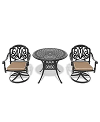Streamdale 3-pc Cast Aluminum Dining Set, 2 Swivel Chairs & 35" Round Table