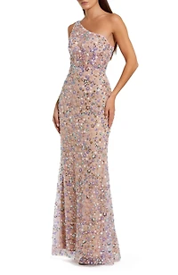 Mac Duggal Women's Floral Embellished One Shoulder Gown