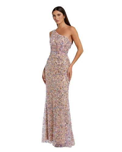 Mac Duggal Women's Floral Embellished One Shoulder Gown